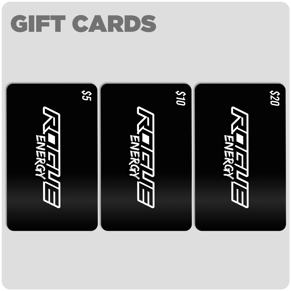 Rogue Energy gaming drink, digital gift cards
