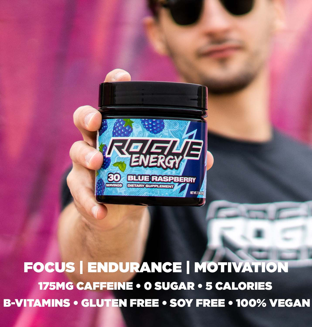 Rogue Energy Blue Raspberry Gaming Drink Supplement