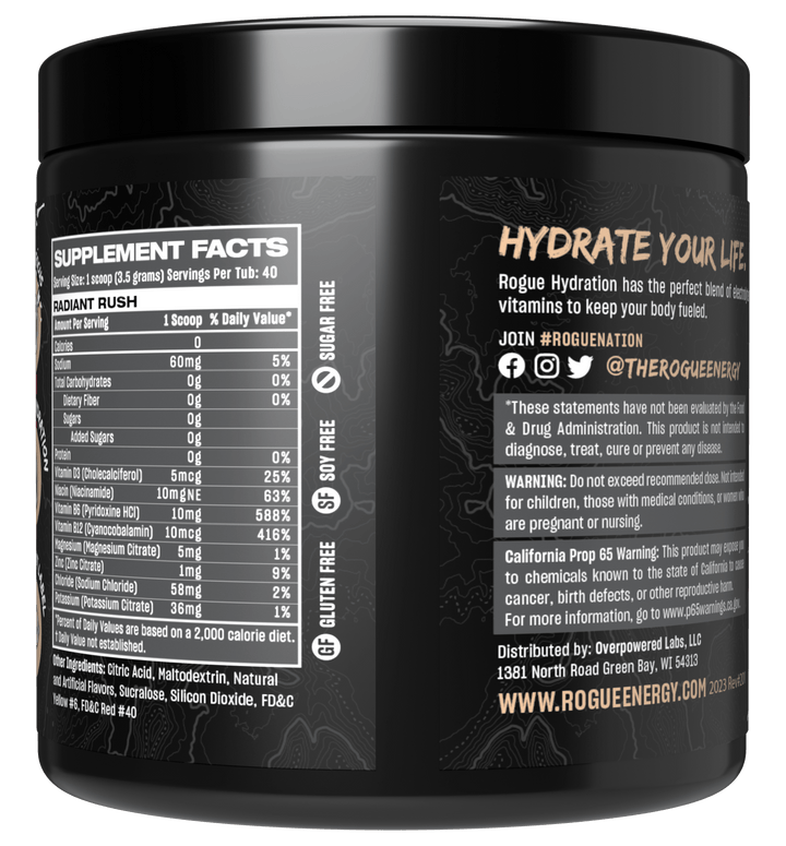 Rogue Hydration Gaming Drink Radiant Rush Tub Back